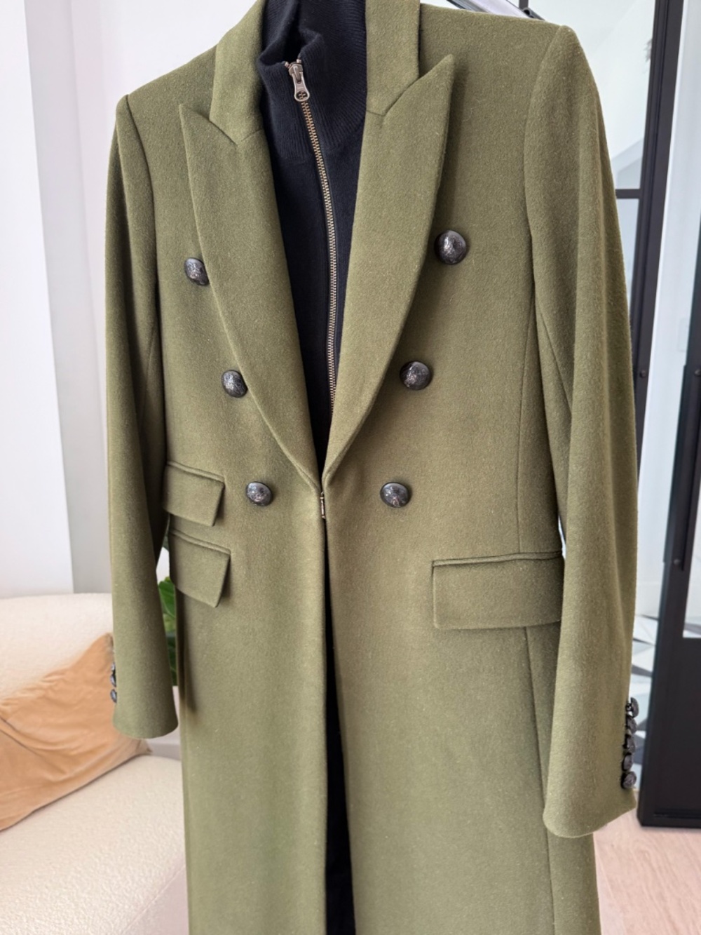 Veronica Beard Wool Voyager Coat Army Green w/ Dickey Sz 6 - Picture 3 of 14